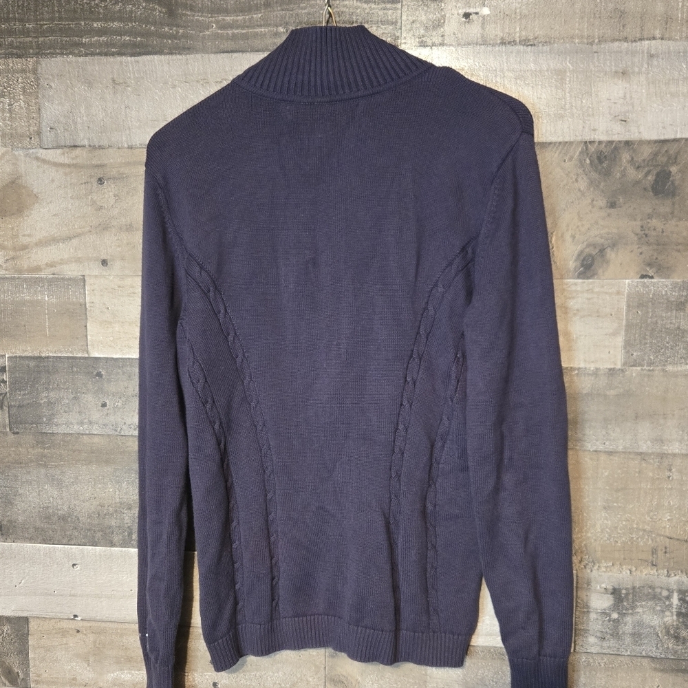 Tommy Hilfiger Men's Navy Zip-Up Cable Knit Sweater - Picture 8 of 8